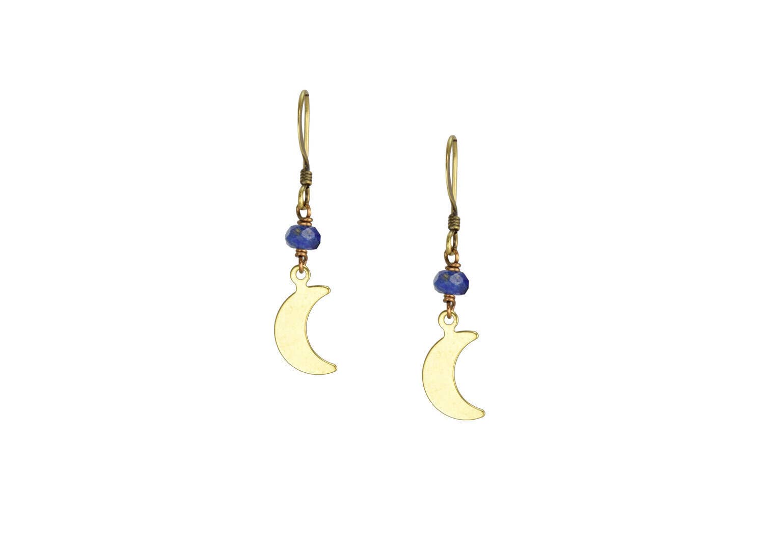 Delicate Blue Lapis Dainty Moon Earrings