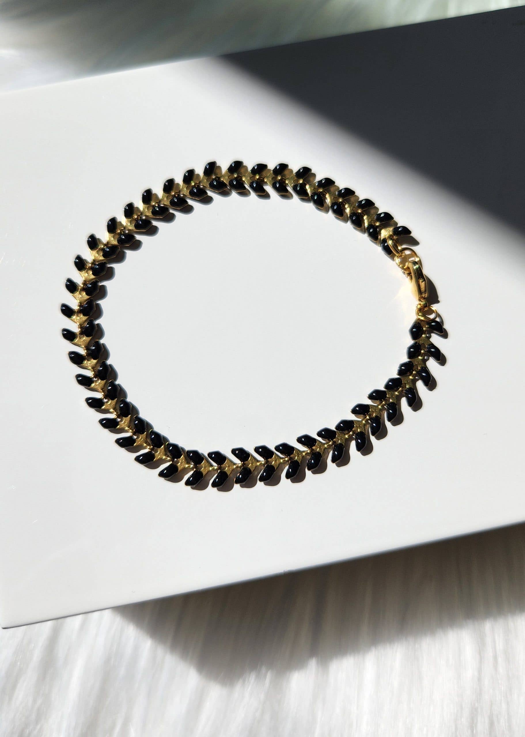 Black Enamel Arrow Chain Bracelet
