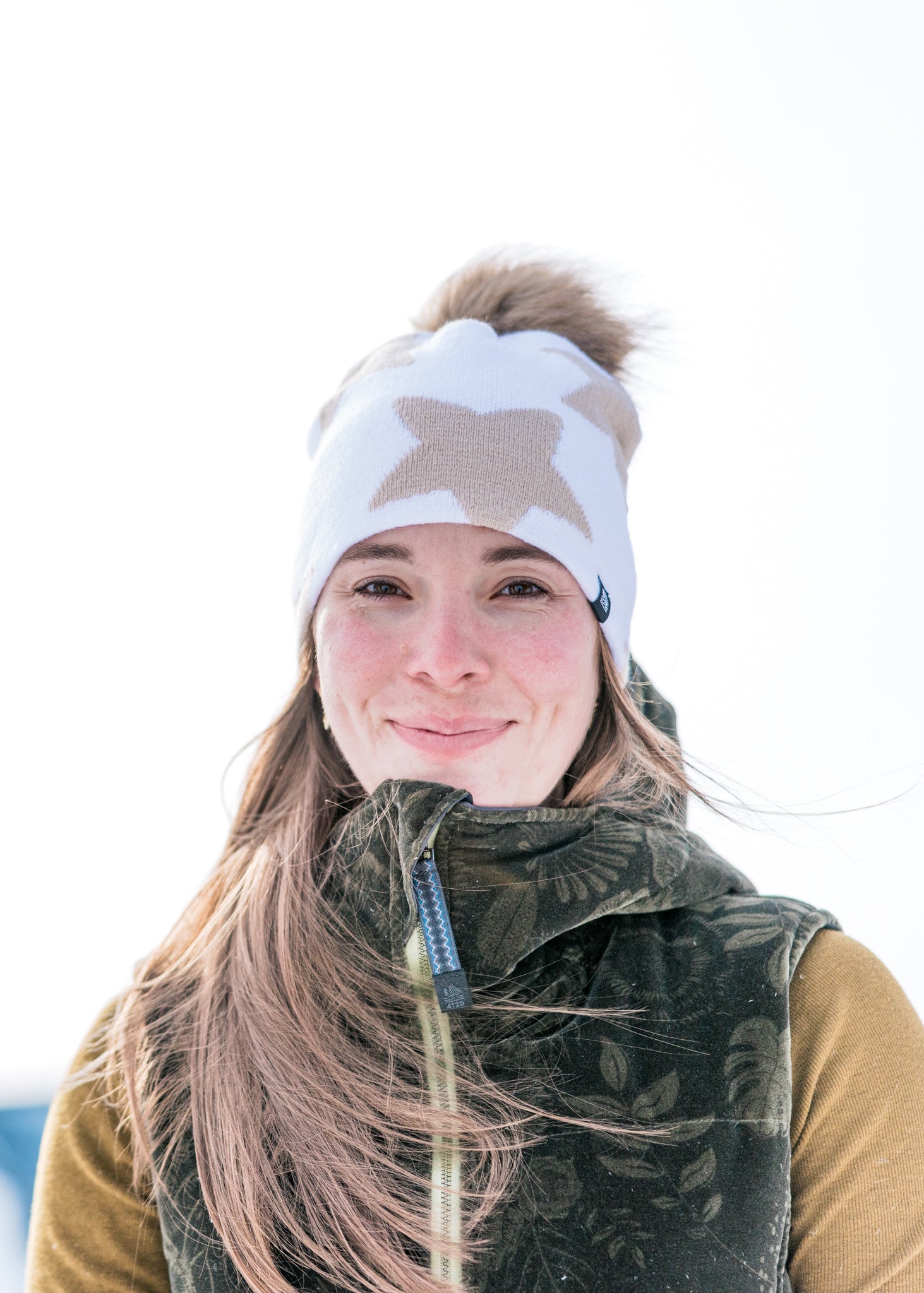 Star Faux Fur Pom Pom Beanie