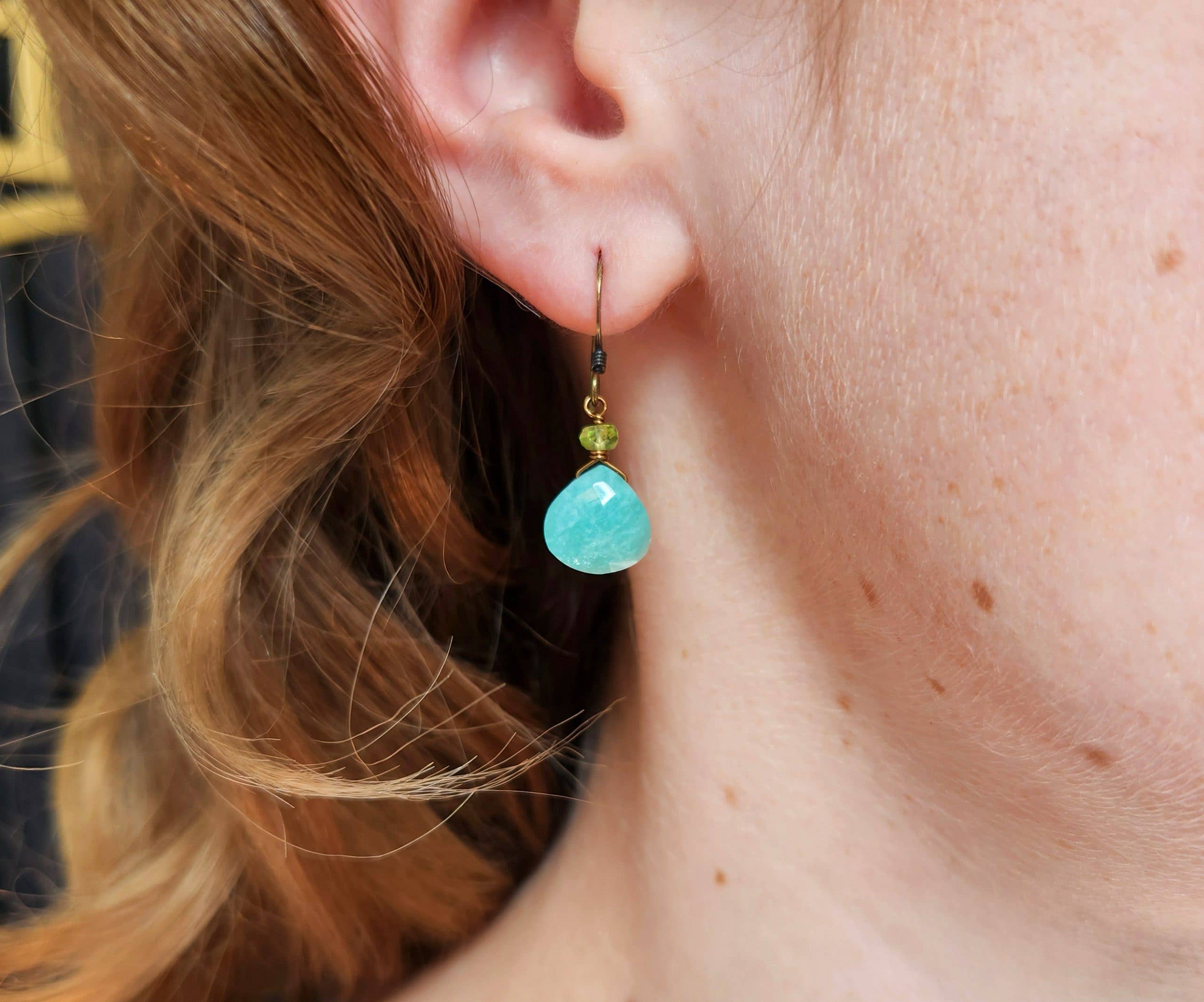 Blue Amazonite and Peridot Earrings
