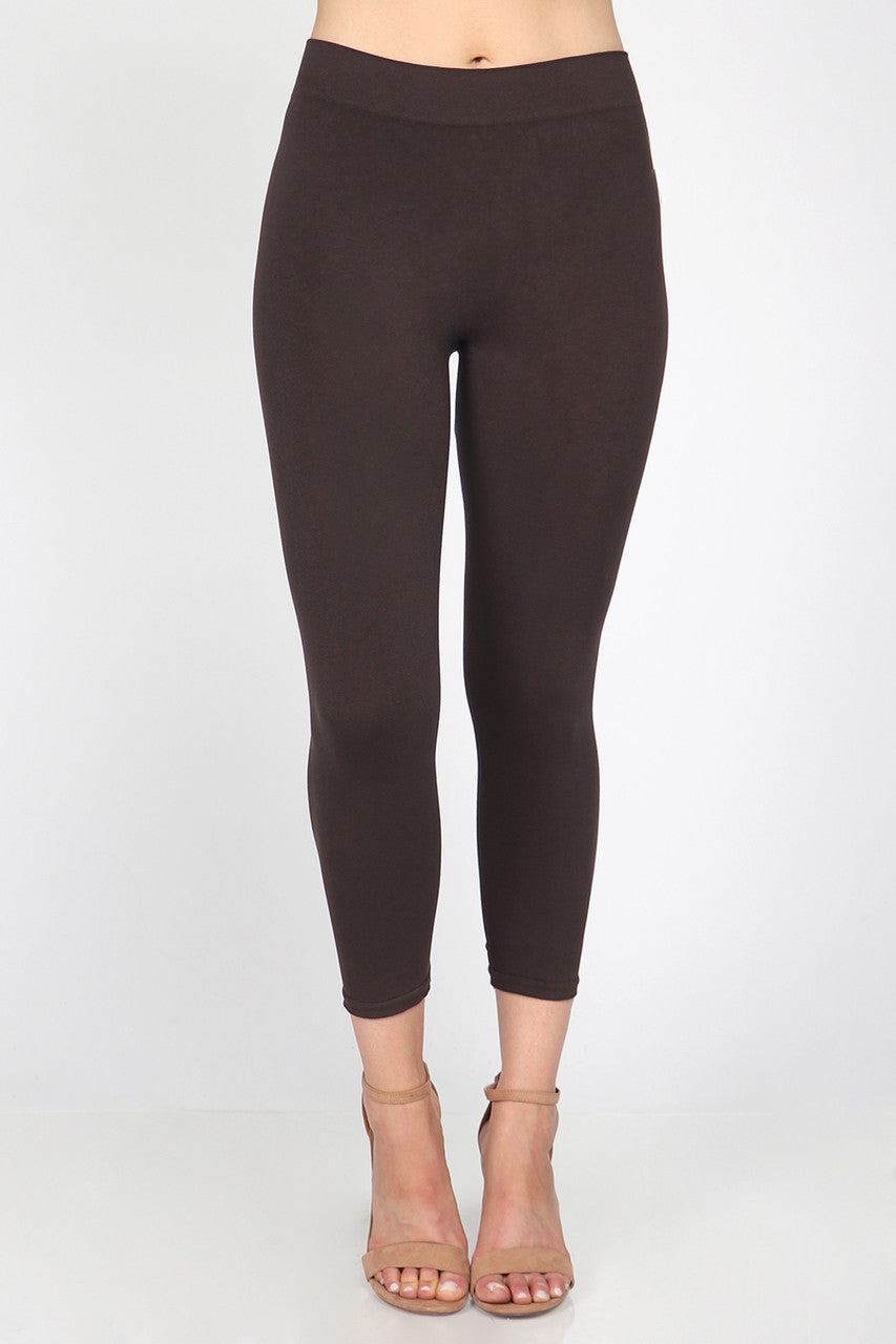 Cropped Leggings - Brown