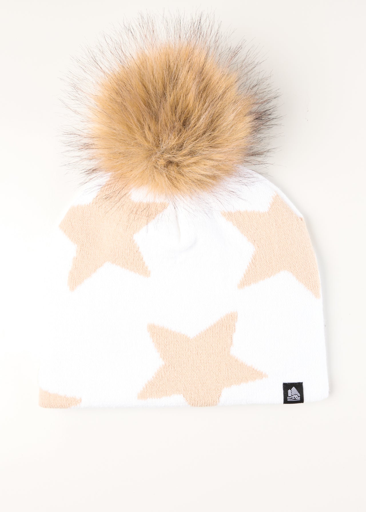Star Faux Fur Pom Pom Beanie