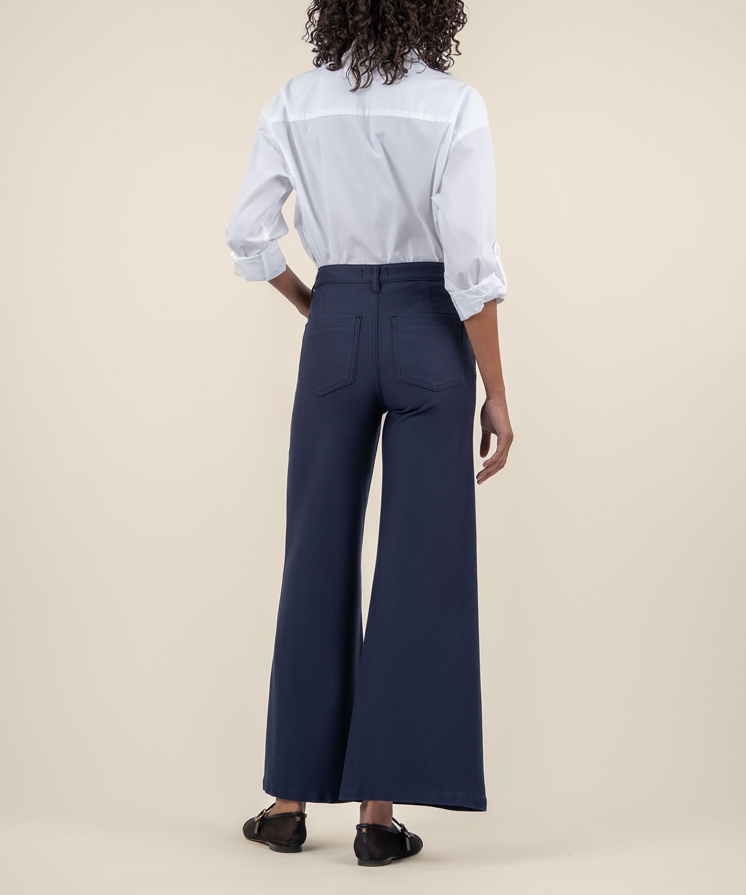 Meg High Rise Wide Leg Ponte Trouser - Navy