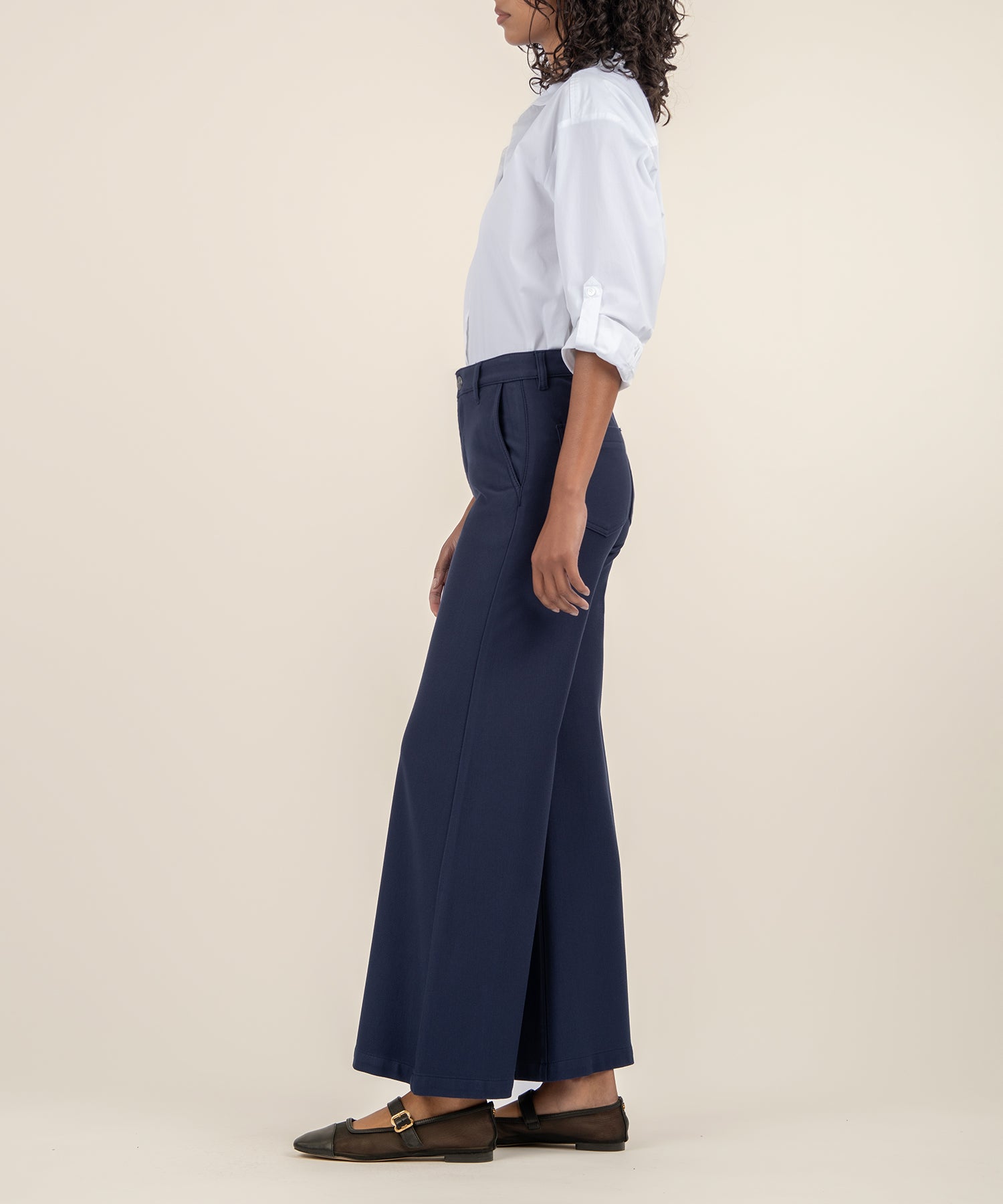 Meg High Rise Wide Leg Ponte Trouser - Navy