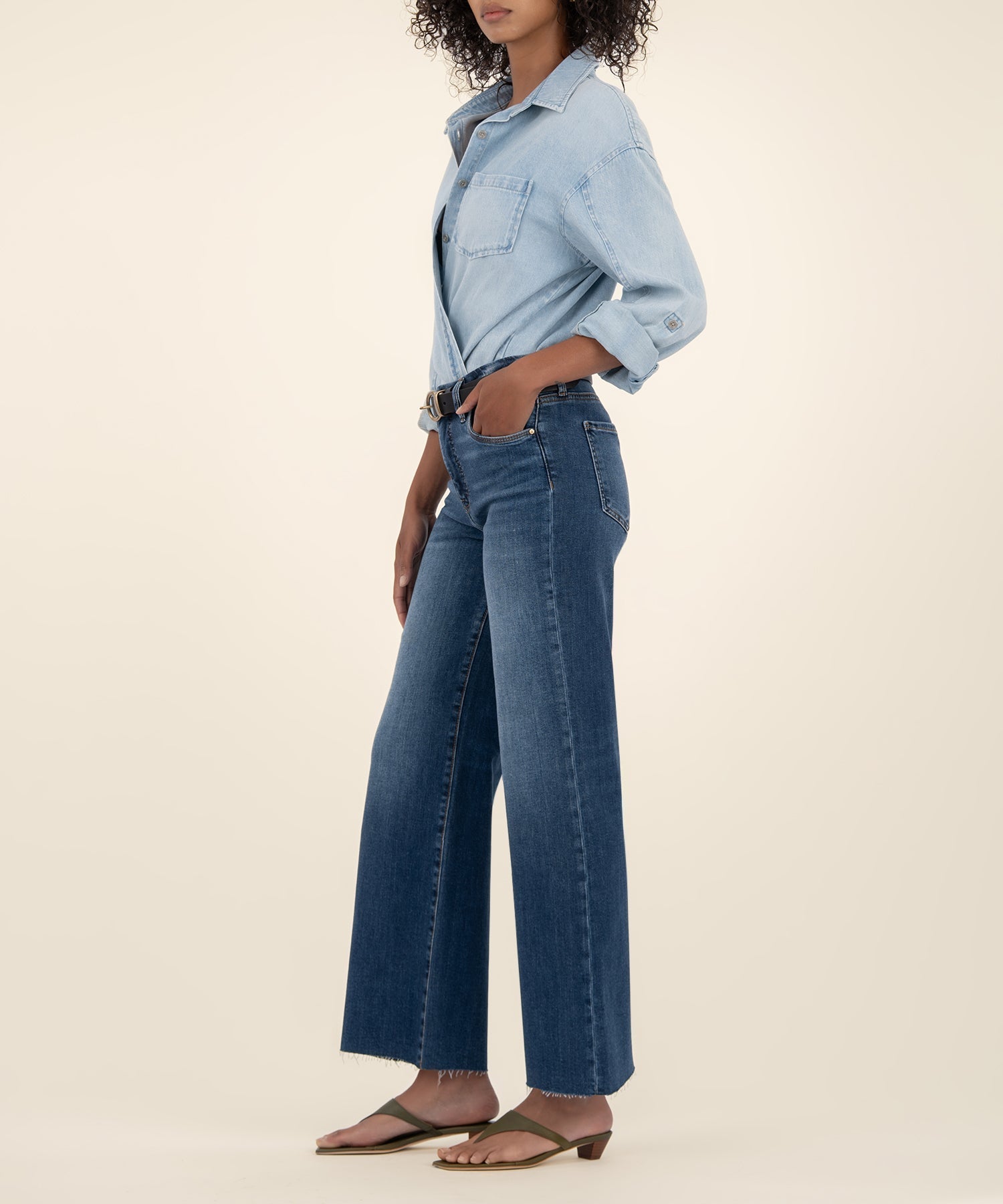 Meg High Rise Wide Leg, Long - Inexhaustible W/Dk Base Wash