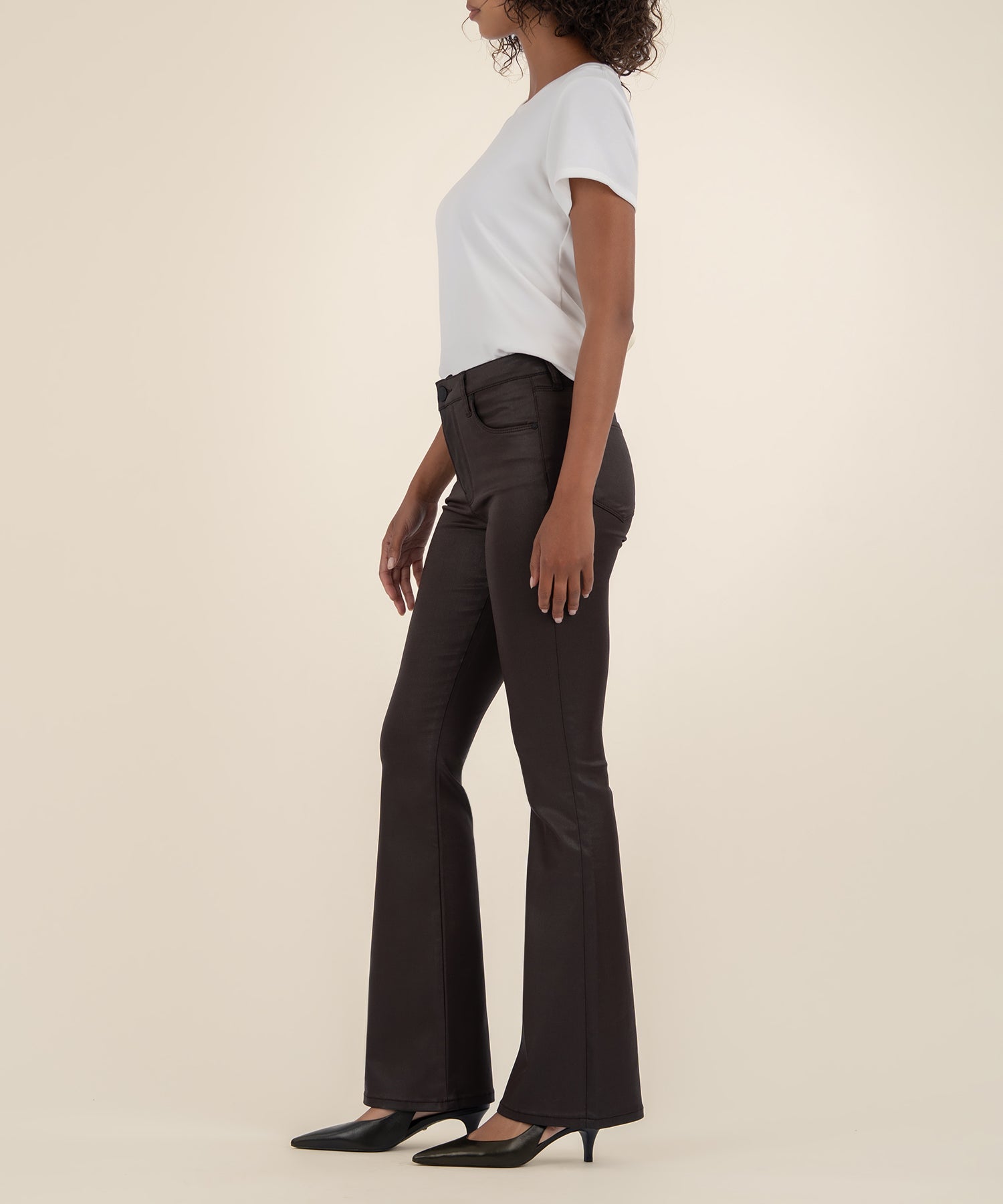 Ana Coated High Rise Fab Ab Flare - Chocolate