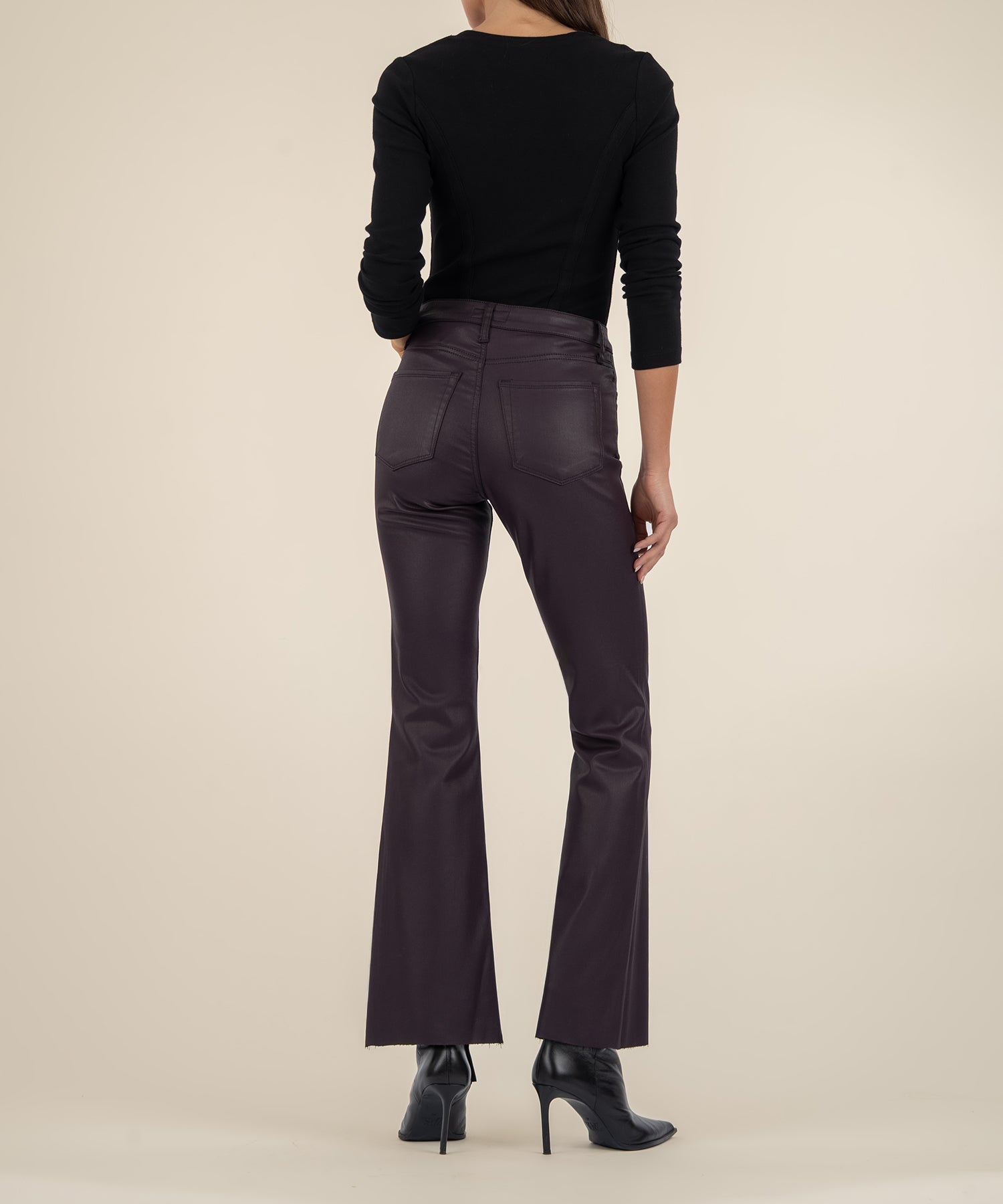 Stella Coated High Rise Flare - Sangria