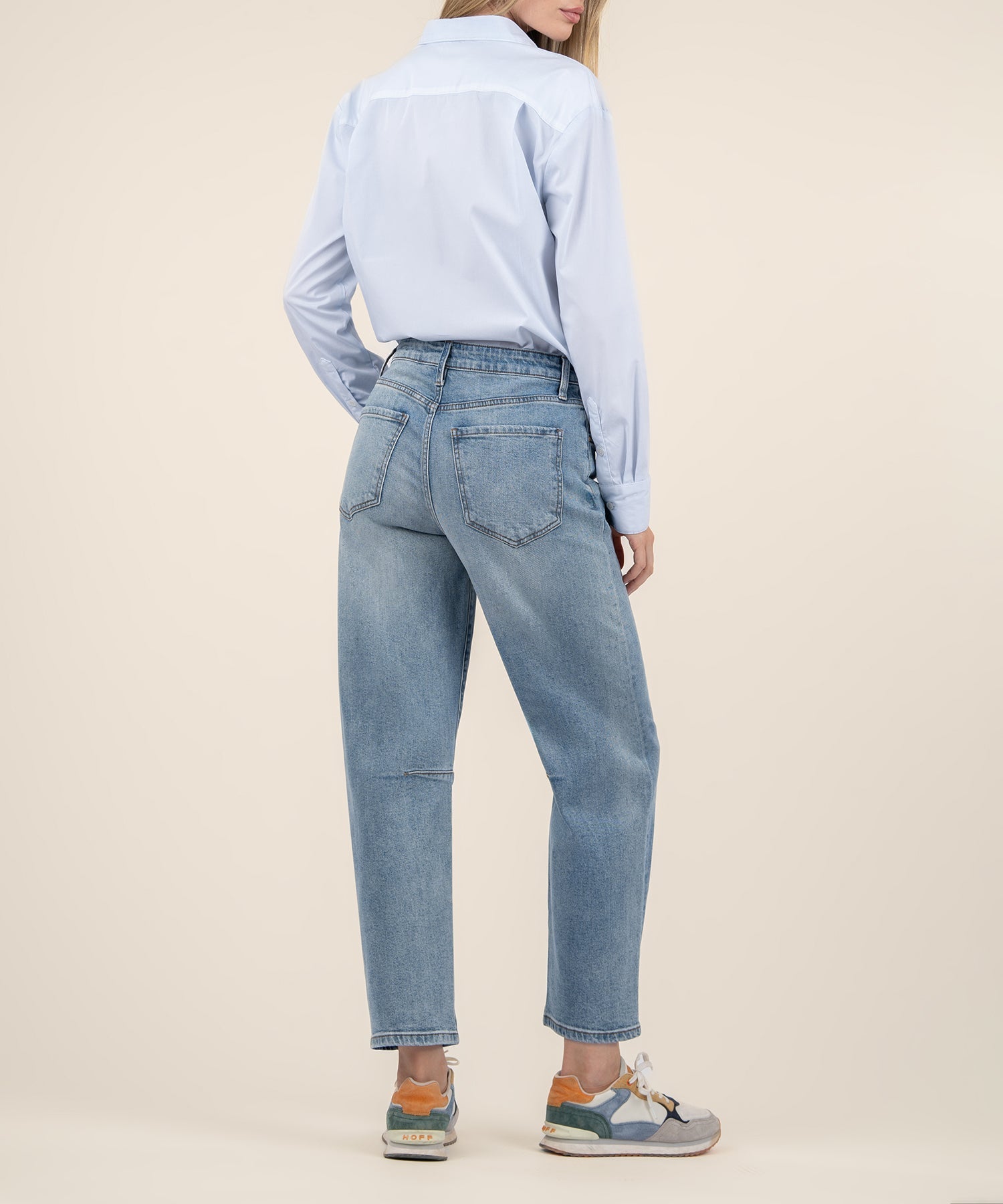 Ashley High Rise Barrel Leg - Decency W/Med Base Wash