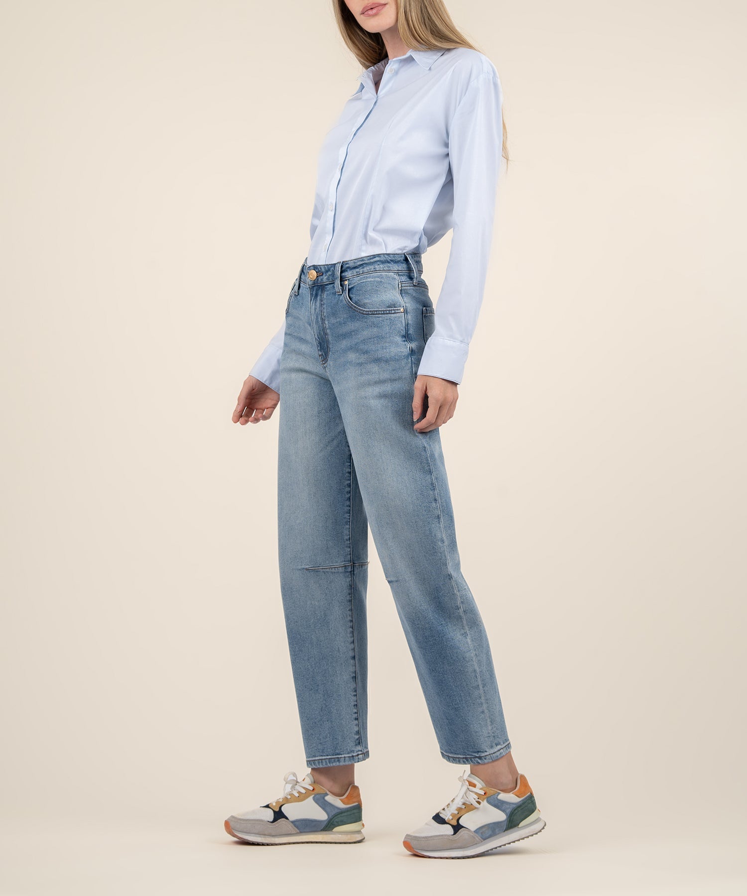 Ashley High Rise Barrel Leg - Decency W/Med Base Wash