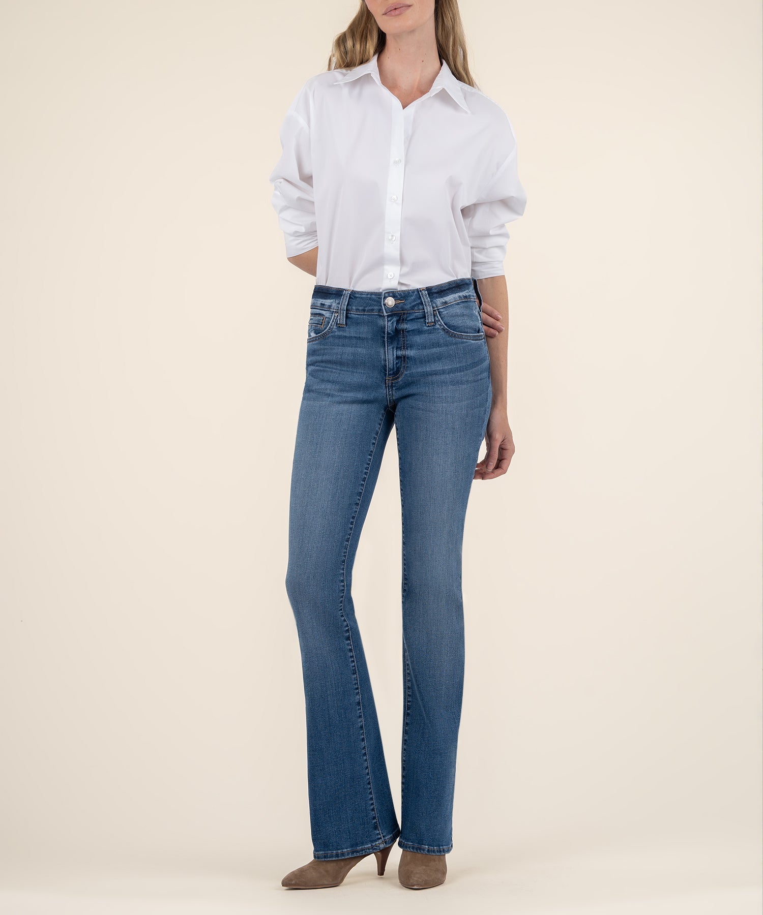 Natalie Mid Rise Bootcut - Studious W/Med Base Wash