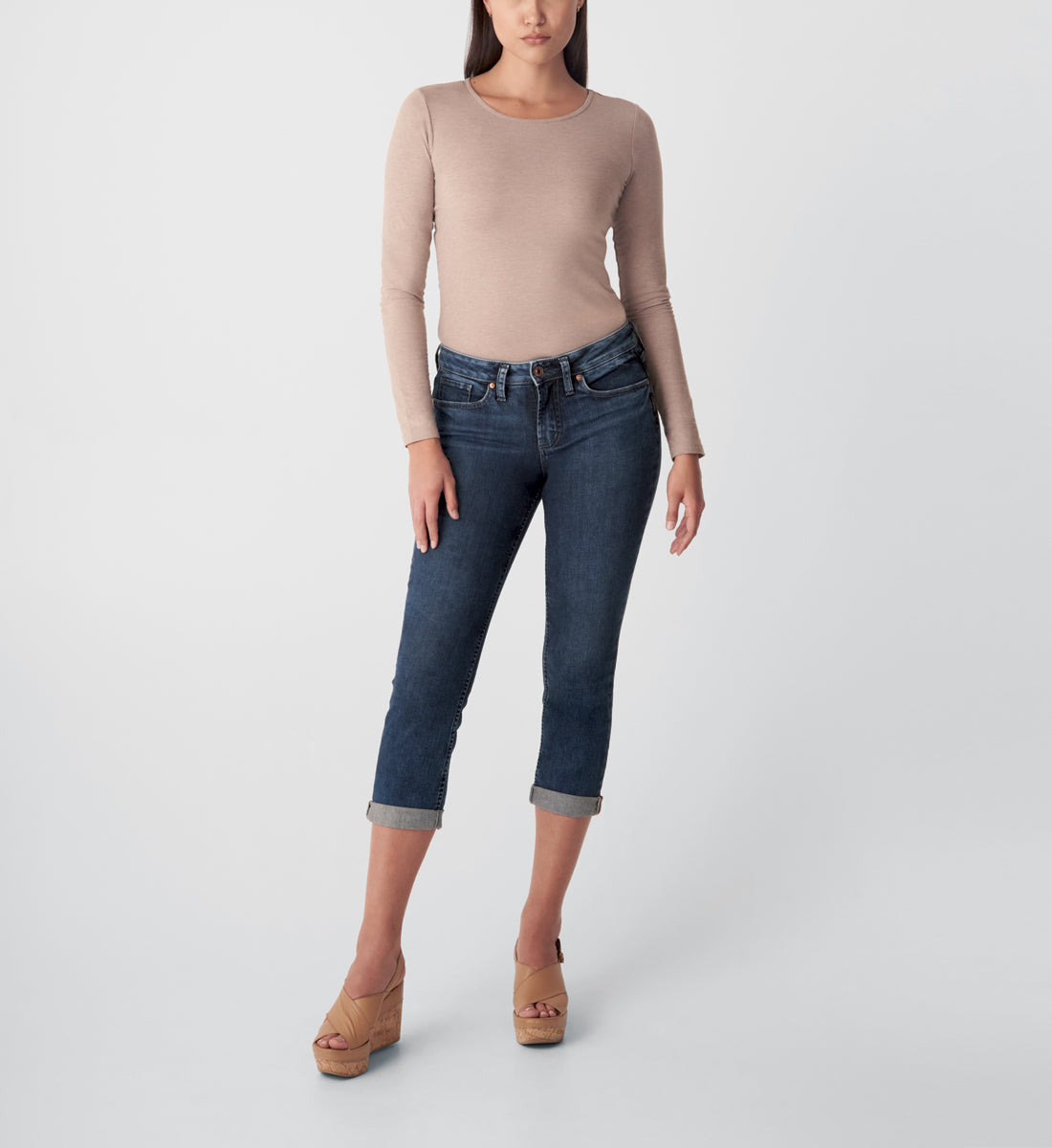 Suki Mid Rise Capri - Dark Wash Indigo