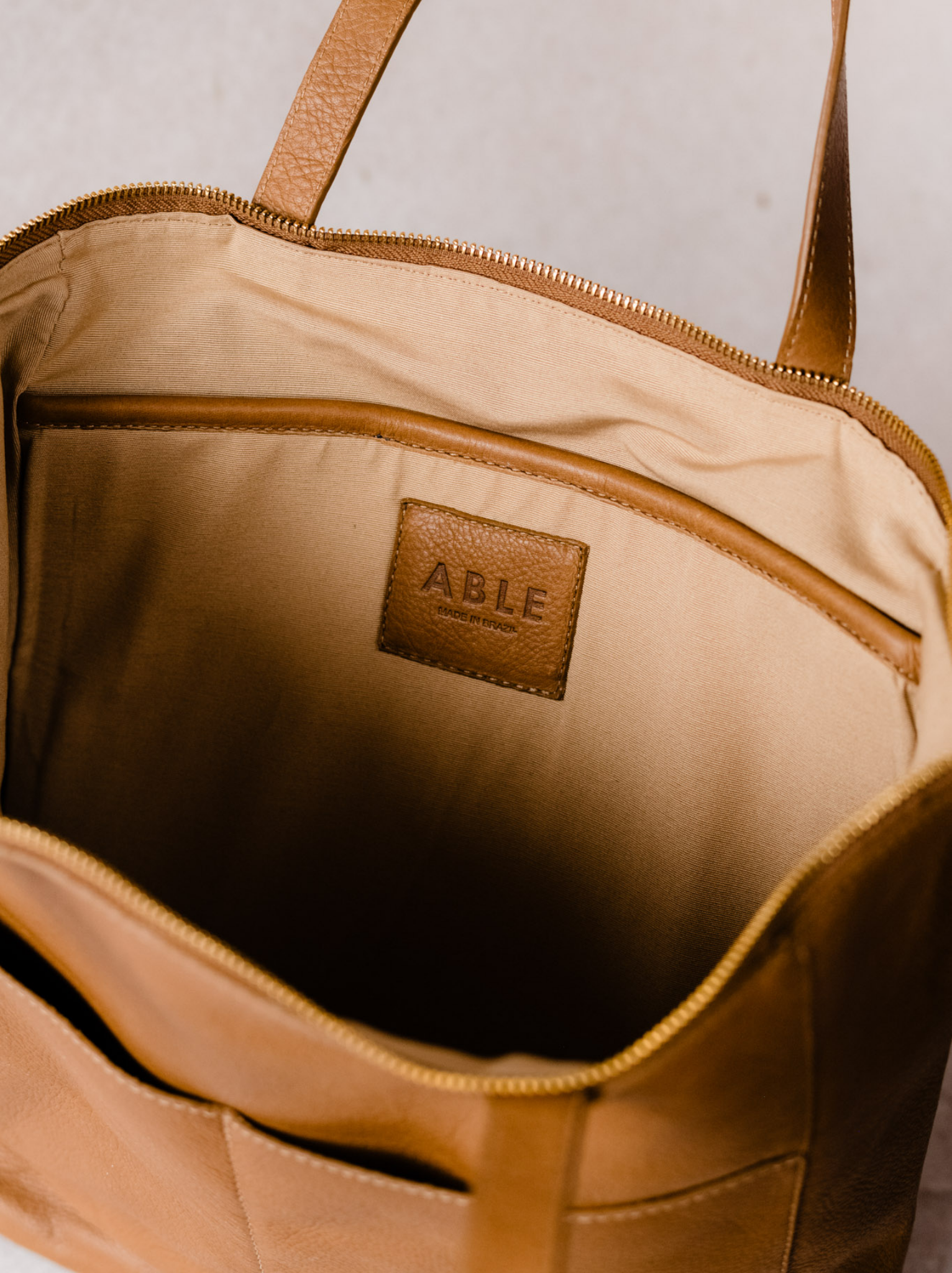 Lara Leather Tote - Pebbled Whiskey