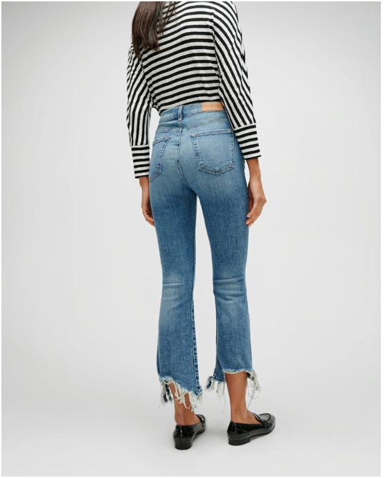 High Waist Slim Kick with Long Side Hem and Destroy - SALE