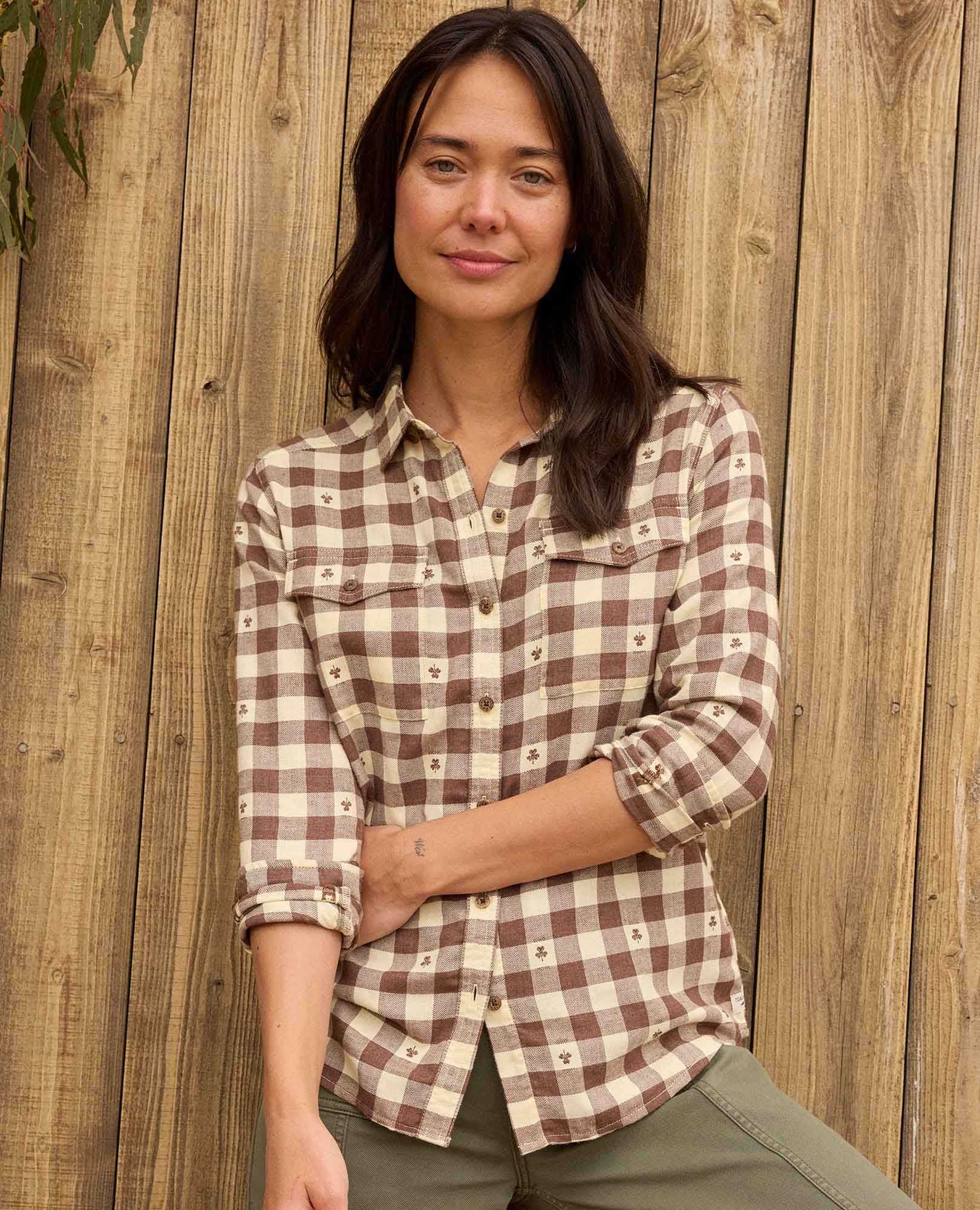 Re-Form Flannel Long Sleeve Shirt - Chestnut Dobby