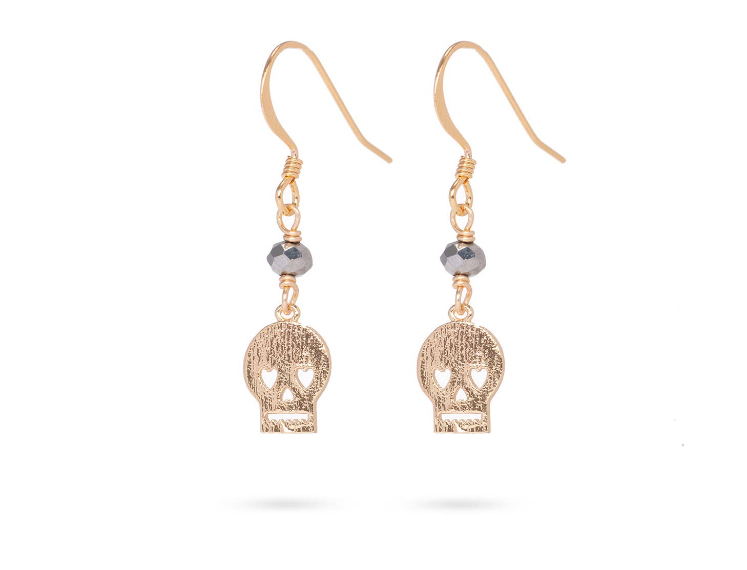 Skull Charm Earrings With Silver Crystal