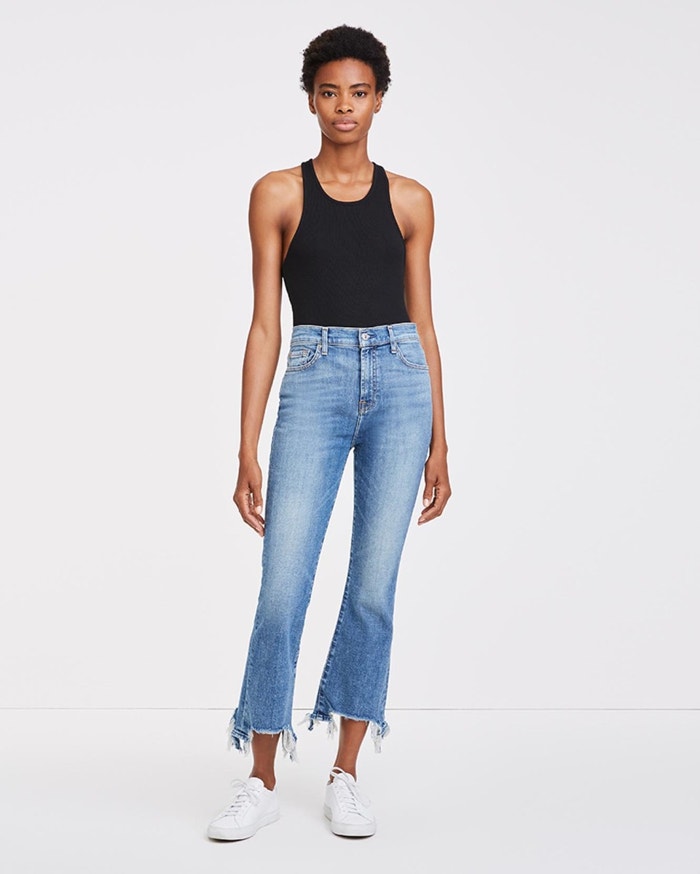 High Waist Slim Kick with Long Side Hem and Destroy - SALE