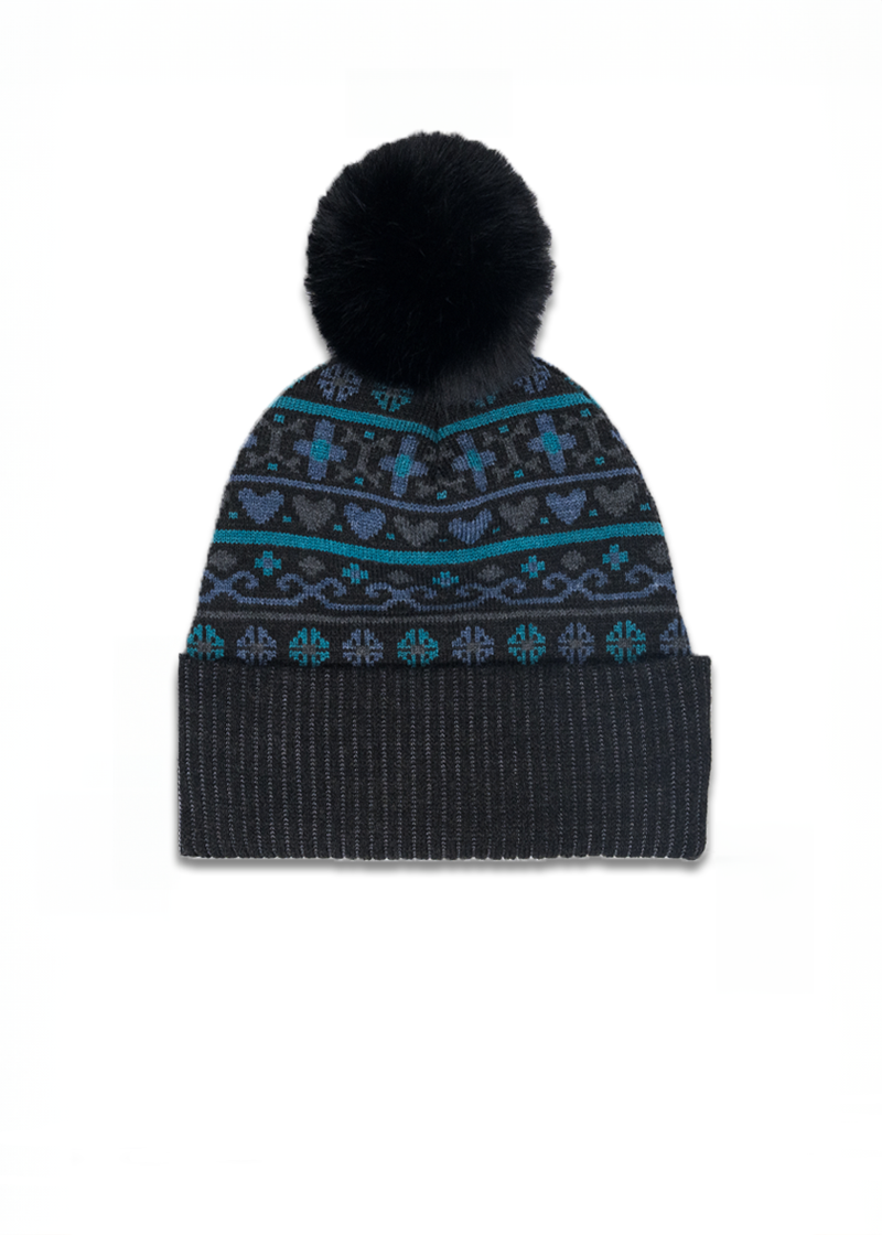 Sweater Cuffed Faux Fur Pom Pom Beanie