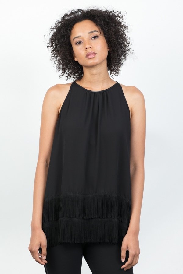 Fringe Hem Halter Top